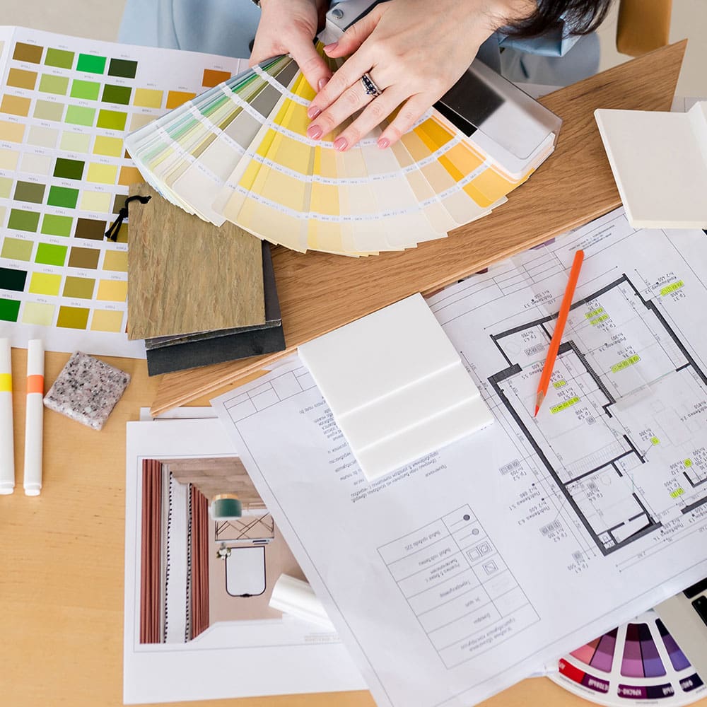Interior designer planning a cohesive room design
