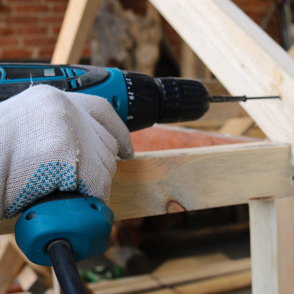 Assembling wood framing with power drill