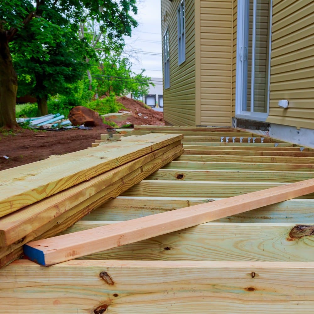 Building a wooden deck frame