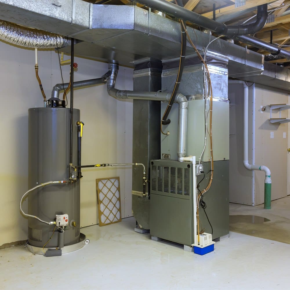 Home heating system in basement room