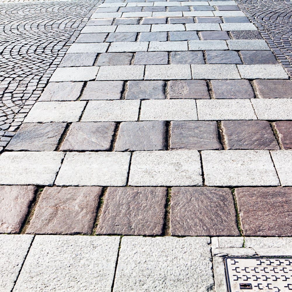 Pavers creating a textured surface pattern for desk